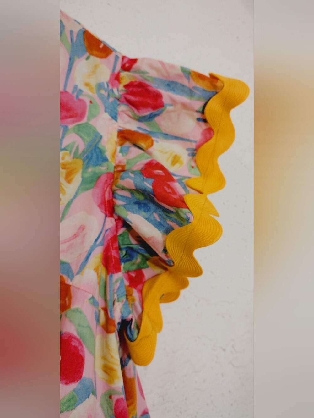 Entro Floral Ric Rac Flutter Sleeve Mini Dress Pink Multi Size M - Picture 10 of 11